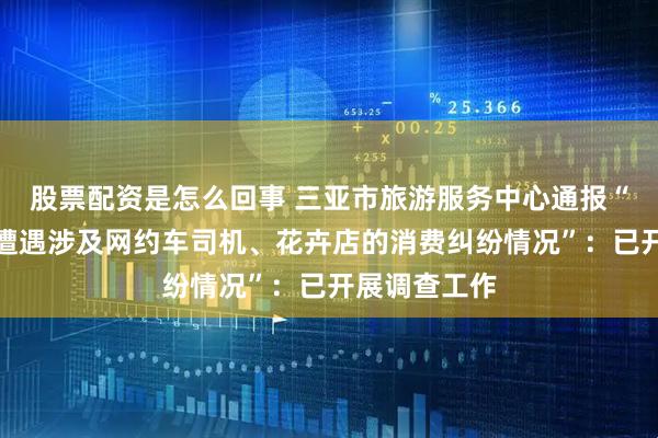 股票配资是怎么回事 三亚市旅游服务中心通报“有用户反映遭遇涉及网约车司机、花卉店的消费纠纷情况”：已开展调查工作