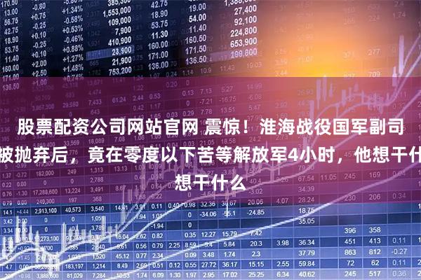 股票配资公司网站官网 震惊！淮海战役国军副司令被抛弃后，竟在零度以下苦等解放军4小时，他想干什么